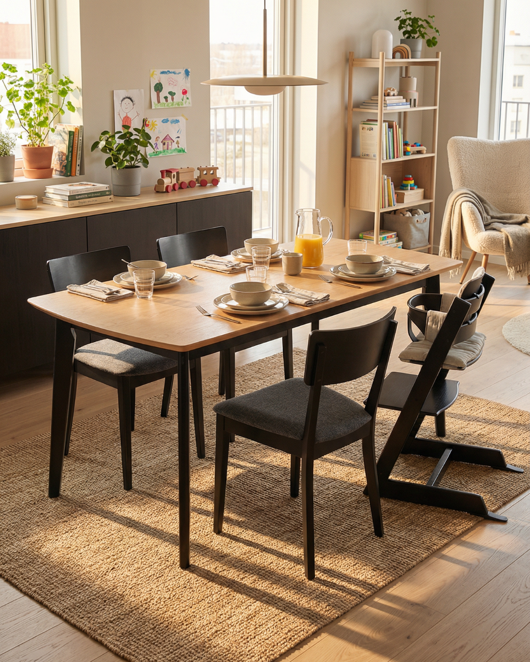 Pikendatav söögilaud ALAVA 160x90 cm must/tamm